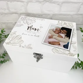 Personalised Floral White Wooden Memorial Photo Keepsake Memory Box - 3 Sizes (22cm | 27cm | 30cm)