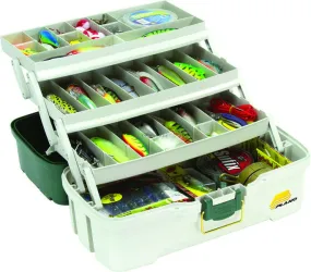 Plano Tackle Box, 3 Tray w/Dual Top Access Green