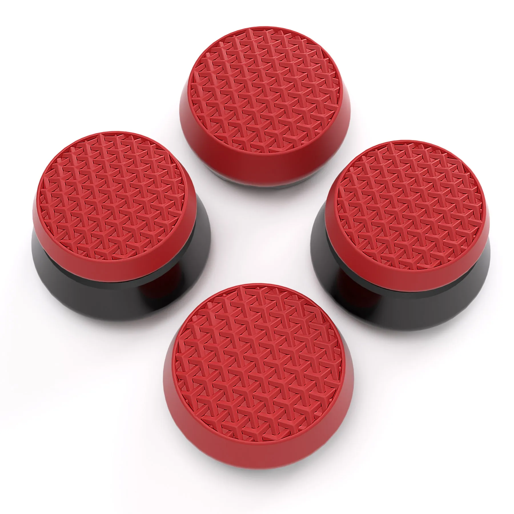 PlayVital Scarlet Red & Black Thumbs Pro Armor Thumbstick Extender Joystick Caps Grip for ps5 Controller -2 High Raise and 2 Mid Raise Dome -  PJM4002