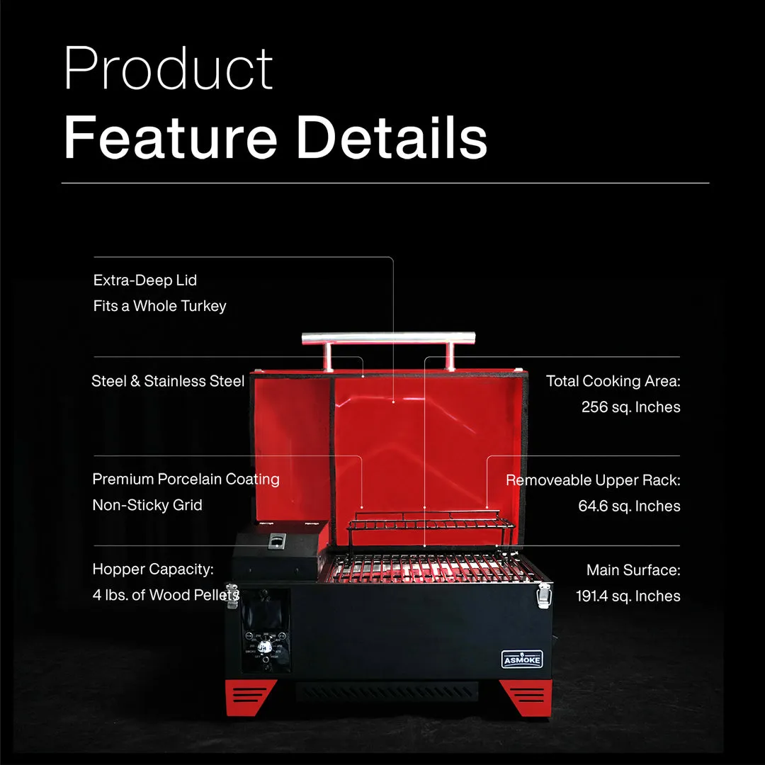 Portable 8-in-1 Pellet Grill & Smoker with ASCA System - ASMOKE