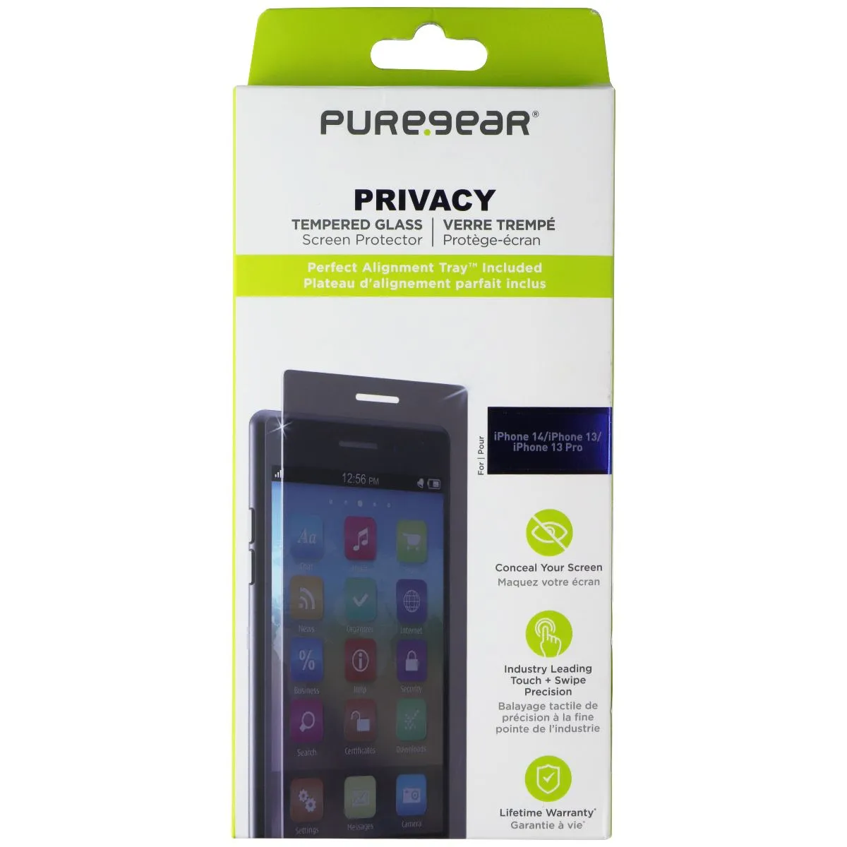 PureGear Privacy Tempered Glass Screen Protector for Apple iPhone 14/13 Pro/13