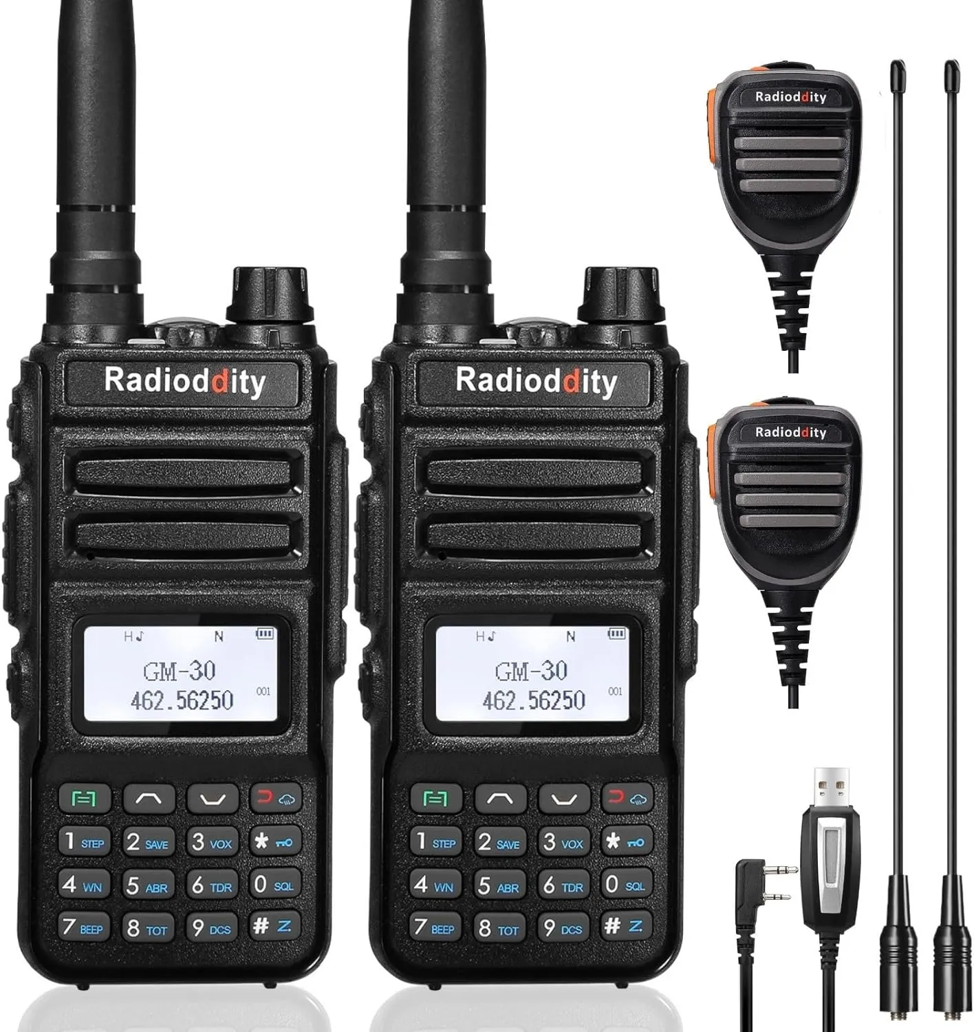 Radioddity GM-30 GMRS Radio [2 Pack   Cable] [OPEN BOX]