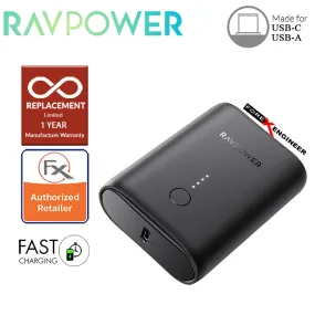 RavPower RP-PB194 Portable Charger 10000mAh PD   QC 18W 2 Port ( Black ) (Barcode : 191280012255 )