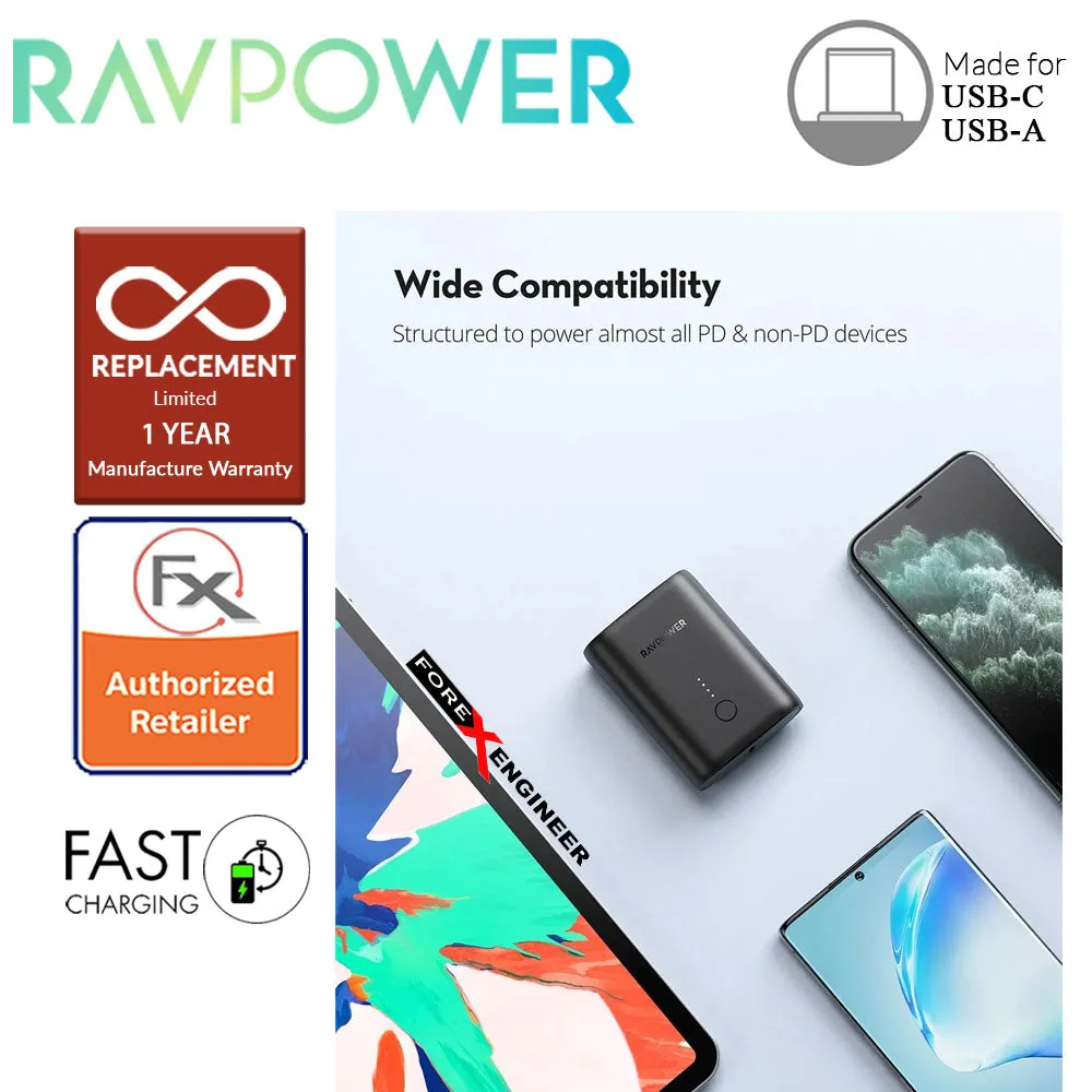 RavPower RP-PB194 Portable Charger 10000mAh PD   QC 18W 2 Port ( Black ) (Barcode : 191280012255 )