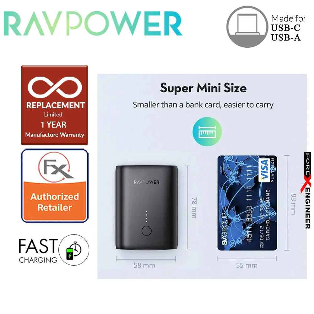 RavPower RP-PB194 Portable Charger 10000mAh PD   QC 18W 2 Port ( Black ) (Barcode : 191280012255 )