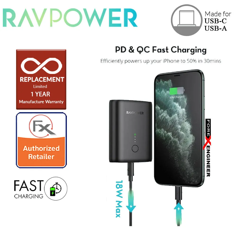 RavPower RP-PB194 Portable Charger 10000mAh PD   QC 18W 2 Port ( Black ) (Barcode : 191280012255 )