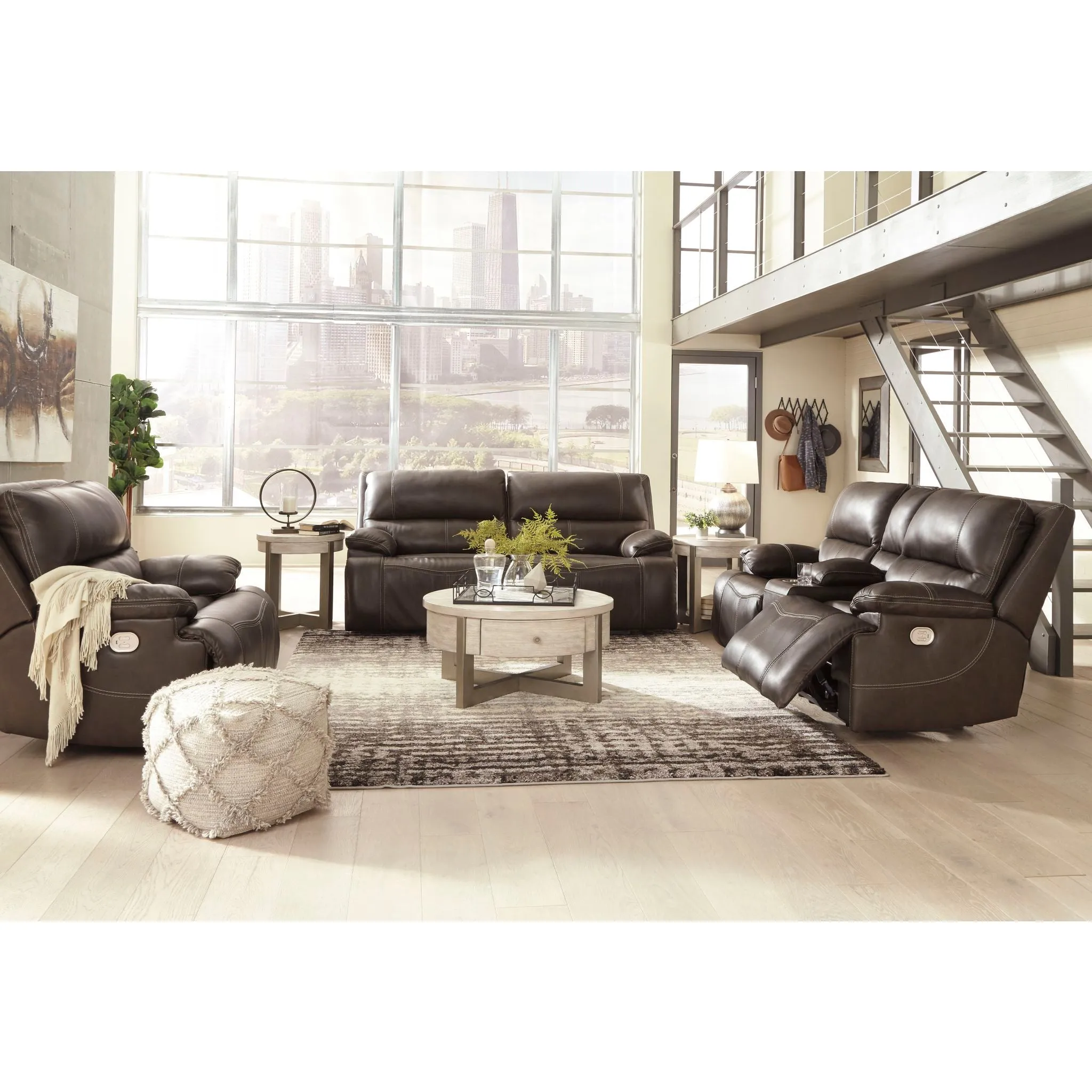 Ricmen Power Reclining Sofa w/ Power Headrest - Walnut