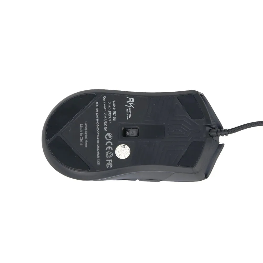 Royal Kludge RK168 6200 DPI RGB Ambidextrous Gaming Mouse with 4 Programmable Buttons for PC