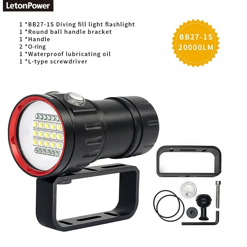 Scuba Diving Flashlight 27 LED 22800 Lumen Waterproof