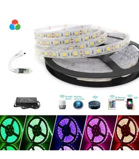 SMD5050 WiFi Wireless Control RGB LED Strip 12V IP65 Waterproof 150LED 5m Full Kit Compatible with Alexa and Google Home