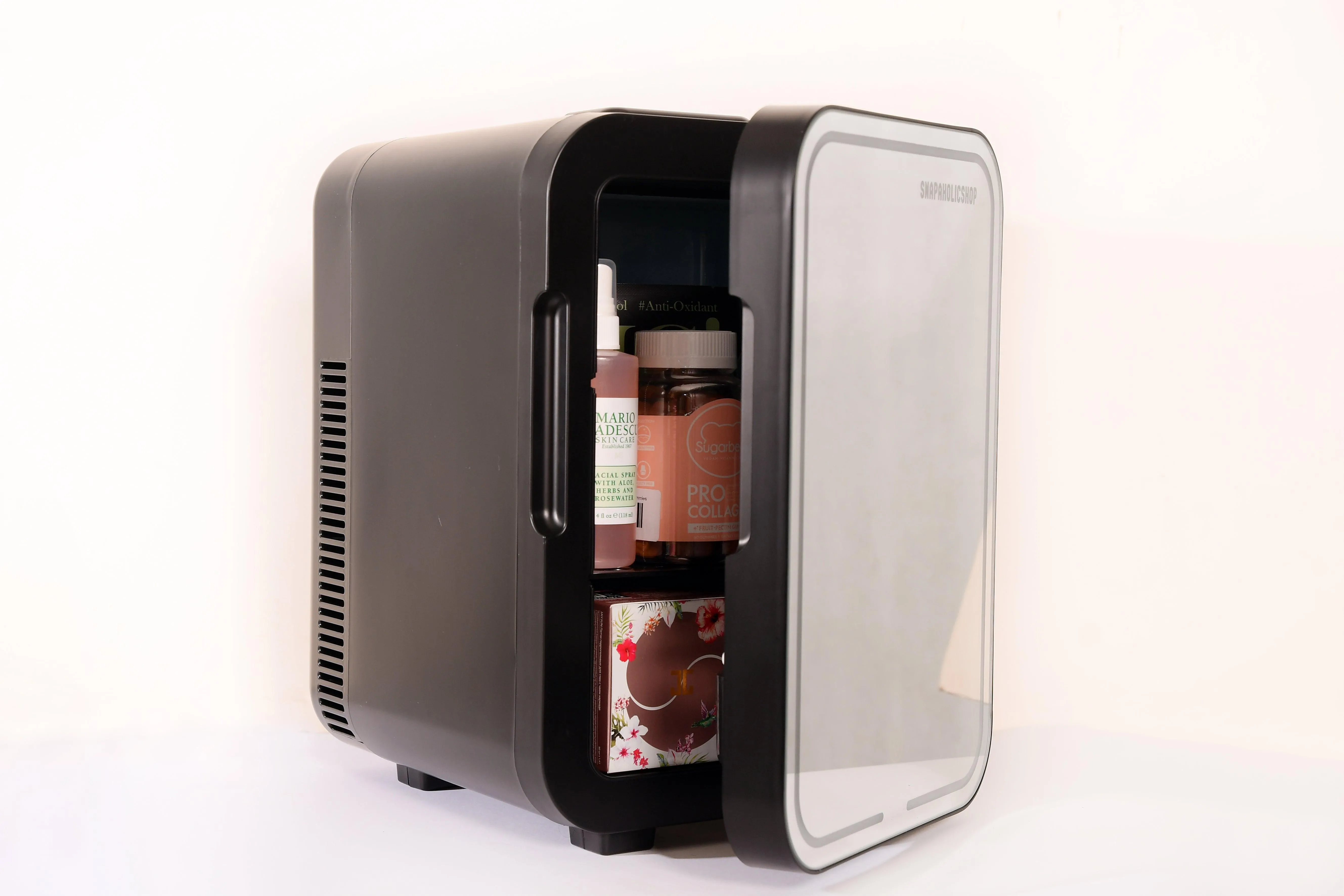 Snapaholicshop Mini Fridge 10 L With Dimmable Led Mirror Portable Beauty