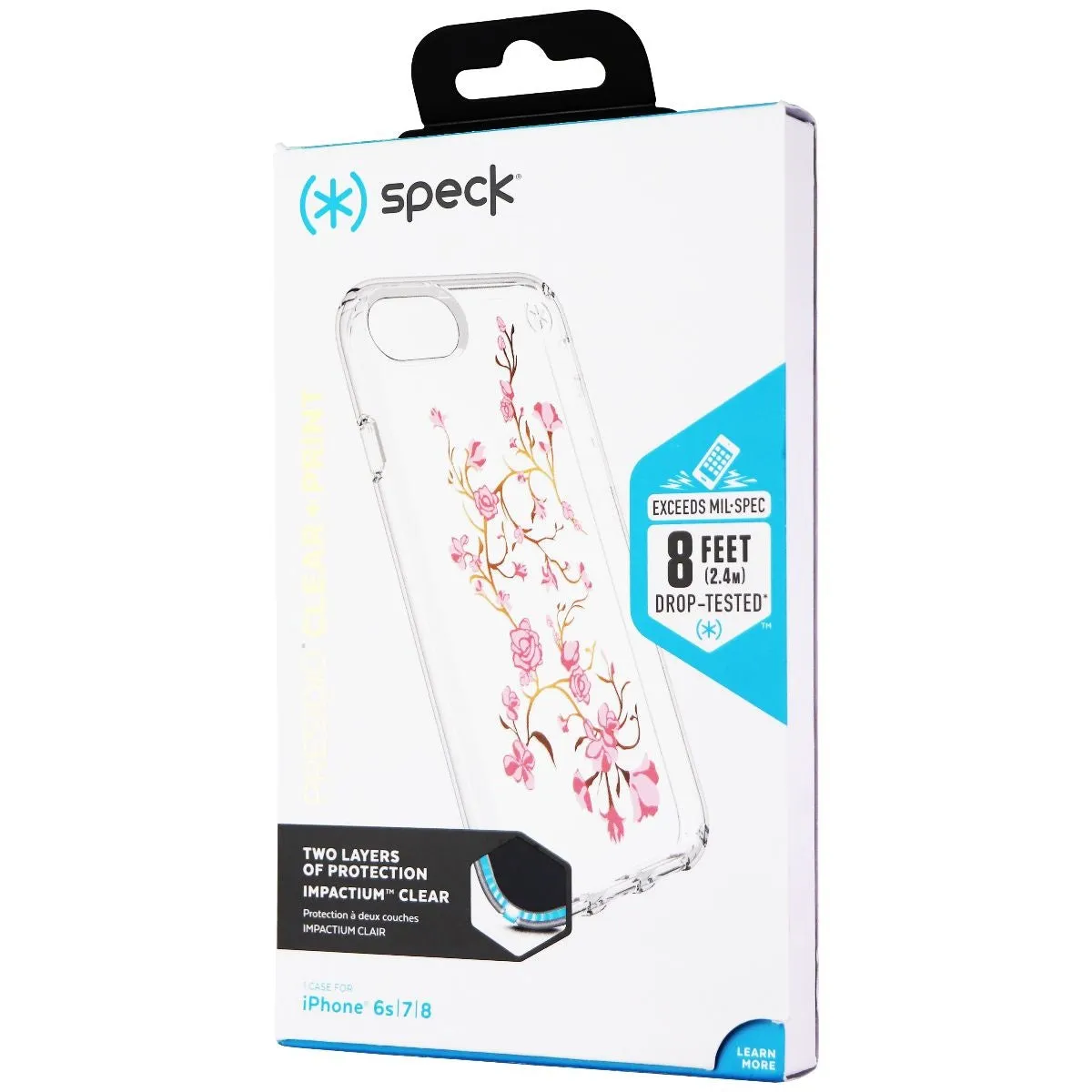 Speck Presidio Clear Print Case for iPhone 8/7/6s - Golden Blossoms Pink/Clear