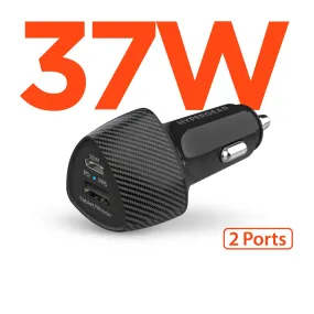 SpeedBoost 25W USB-C PD   12W USB Fast Car Charger with PPS | Black