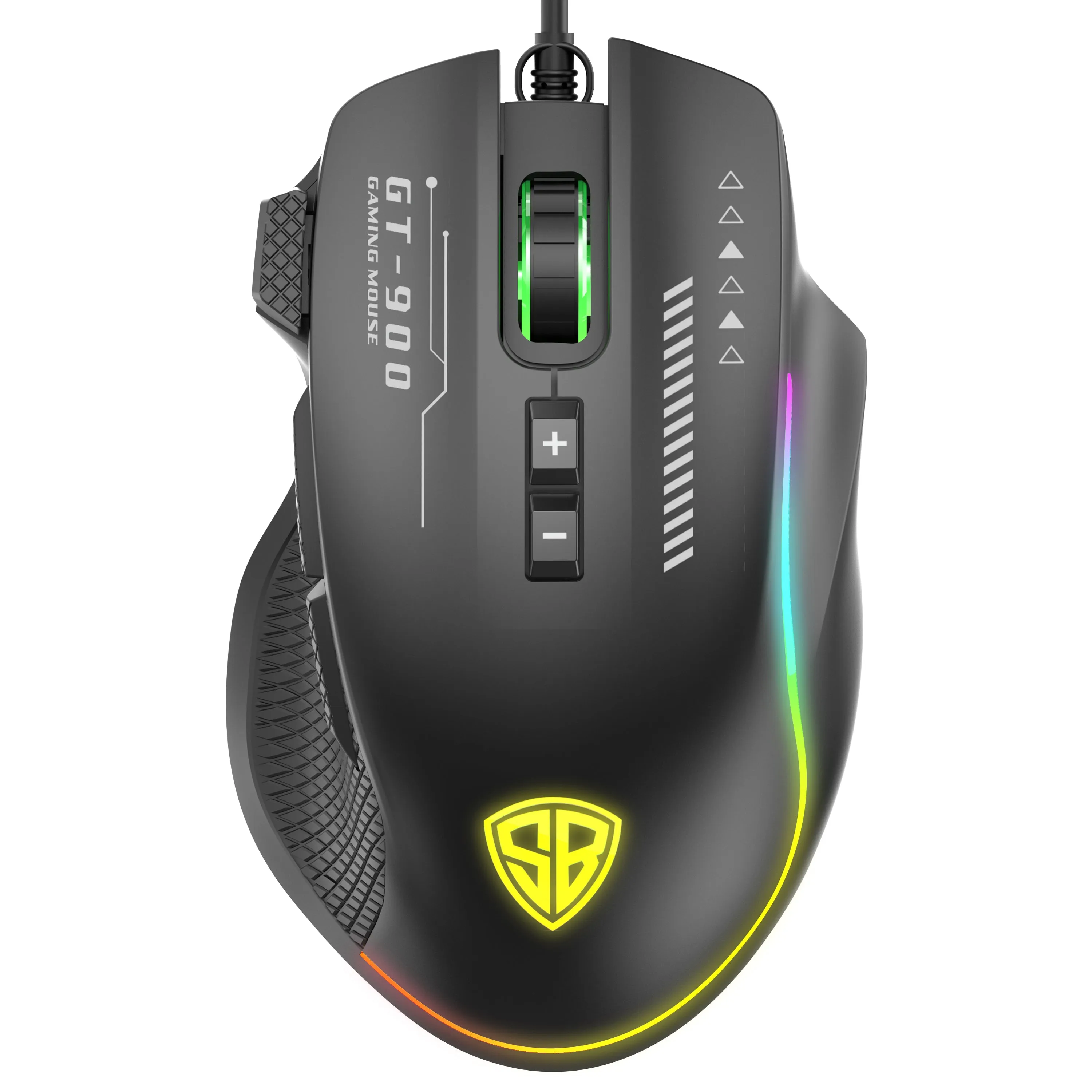 SpinBot Clutch GT900 with 7200 DPI Gaming Sensor |8 Programmable Buttons | RGB Wired Optical Gaming Mouse (Black)