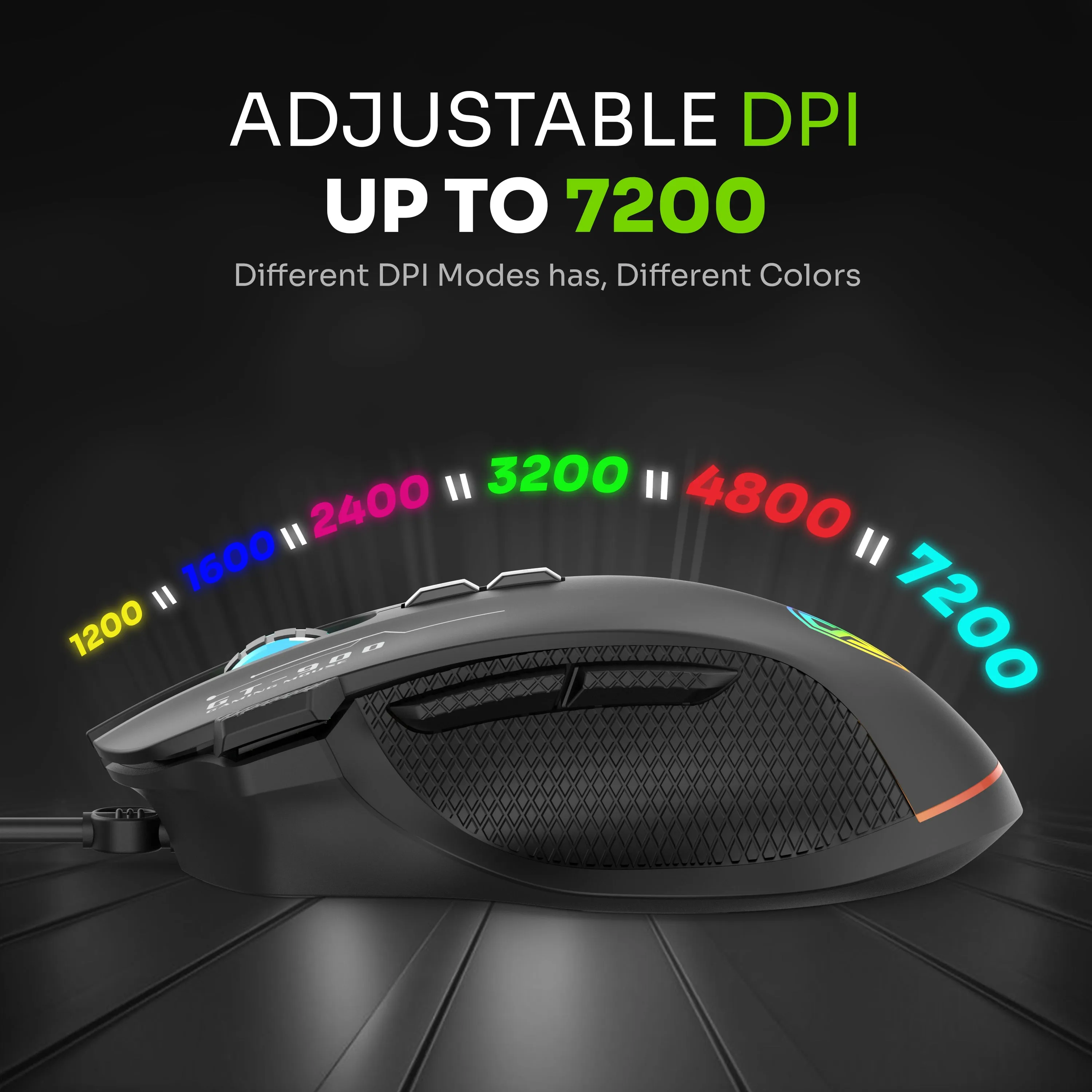 SpinBot Clutch GT900 with 7200 DPI Gaming Sensor |8 Programmable Buttons | RGB Wired Optical Gaming Mouse (Black)