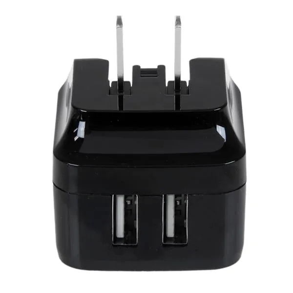 Startech.Com Travel Usb Wall Charger - 2 Port - Black - Universal Travel Adapter - International Power Adapter - Usb Cha