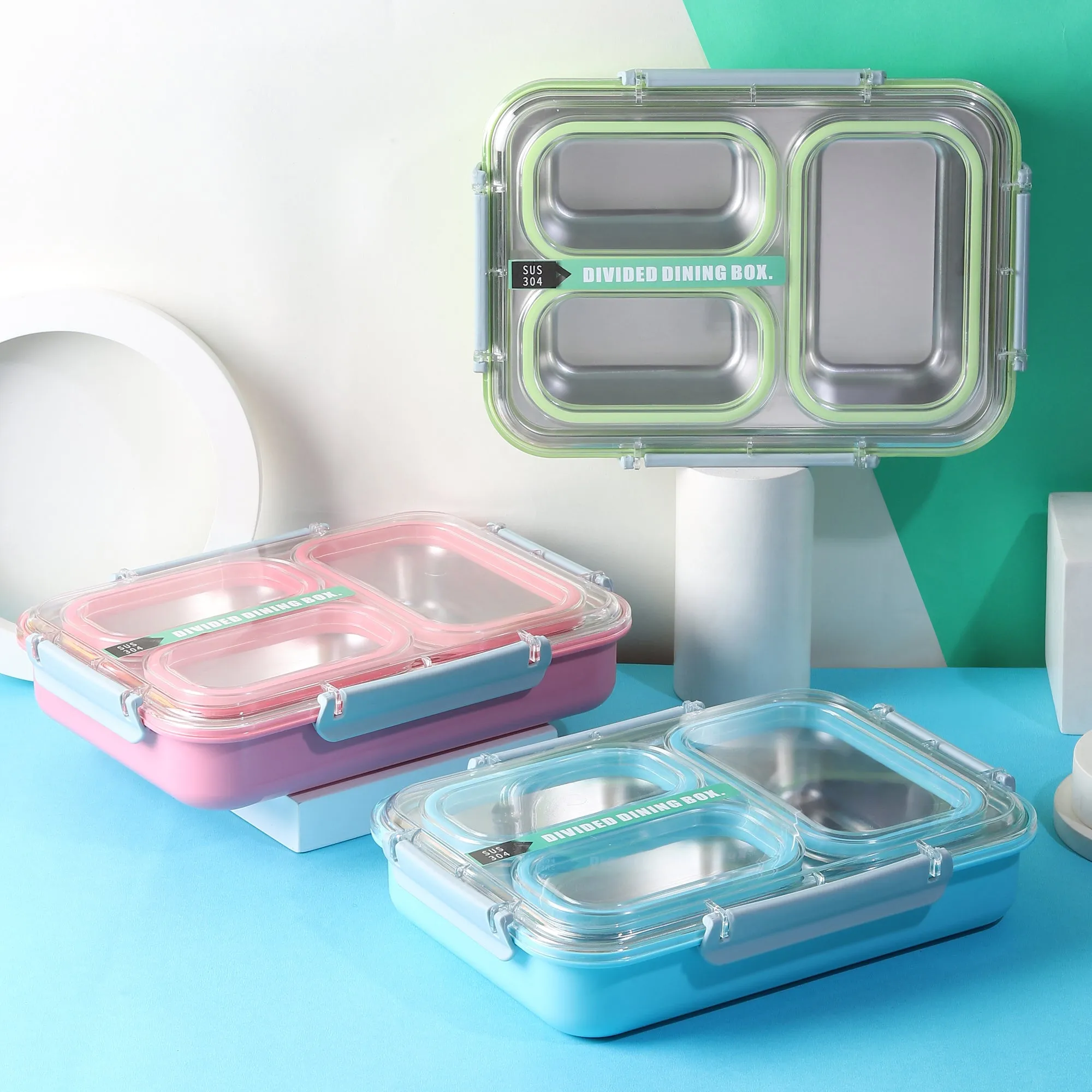 Stylish 3 Compartment Bento Lunch Box