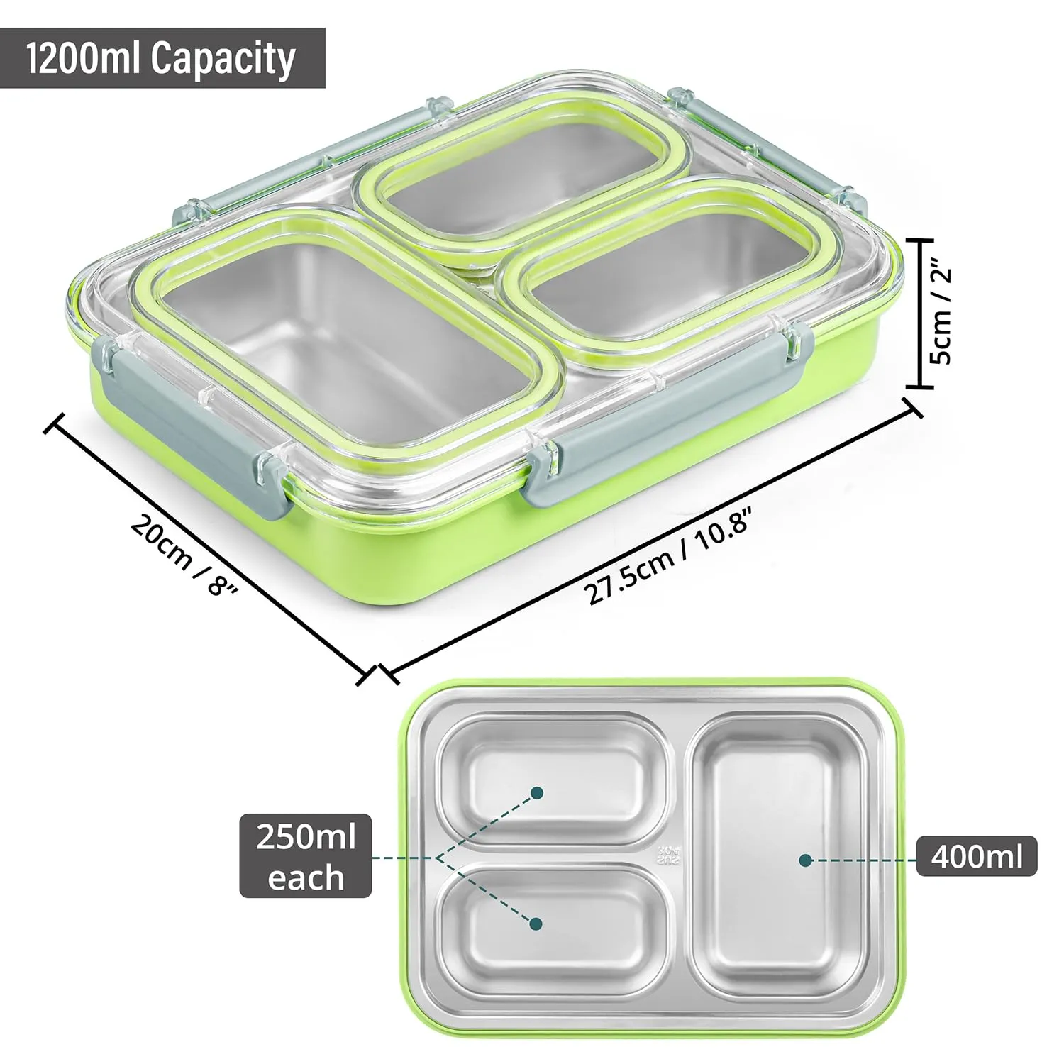 Stylish 3 Compartment Bento Lunch Box