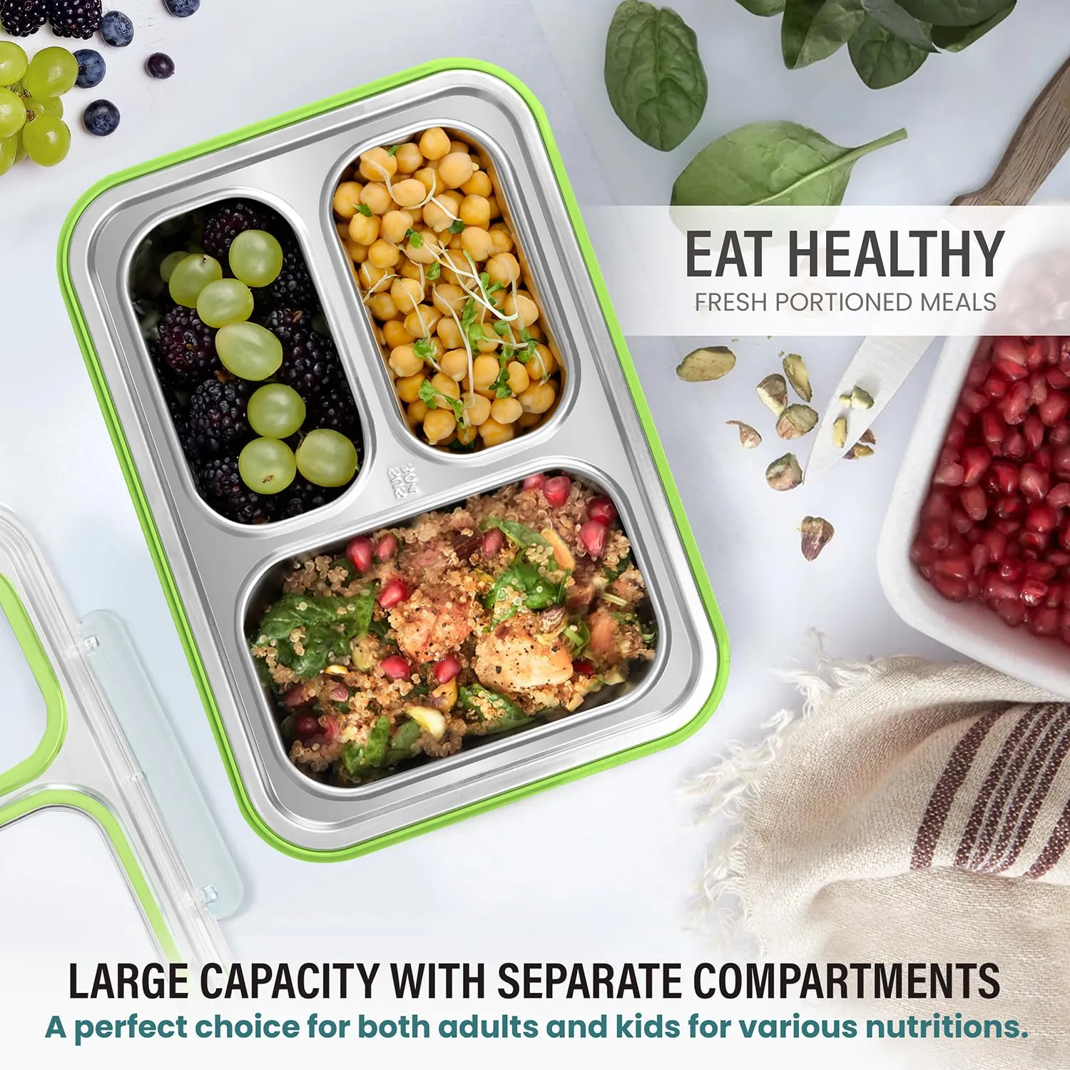 Stylish 3 Compartment Bento Lunch Box