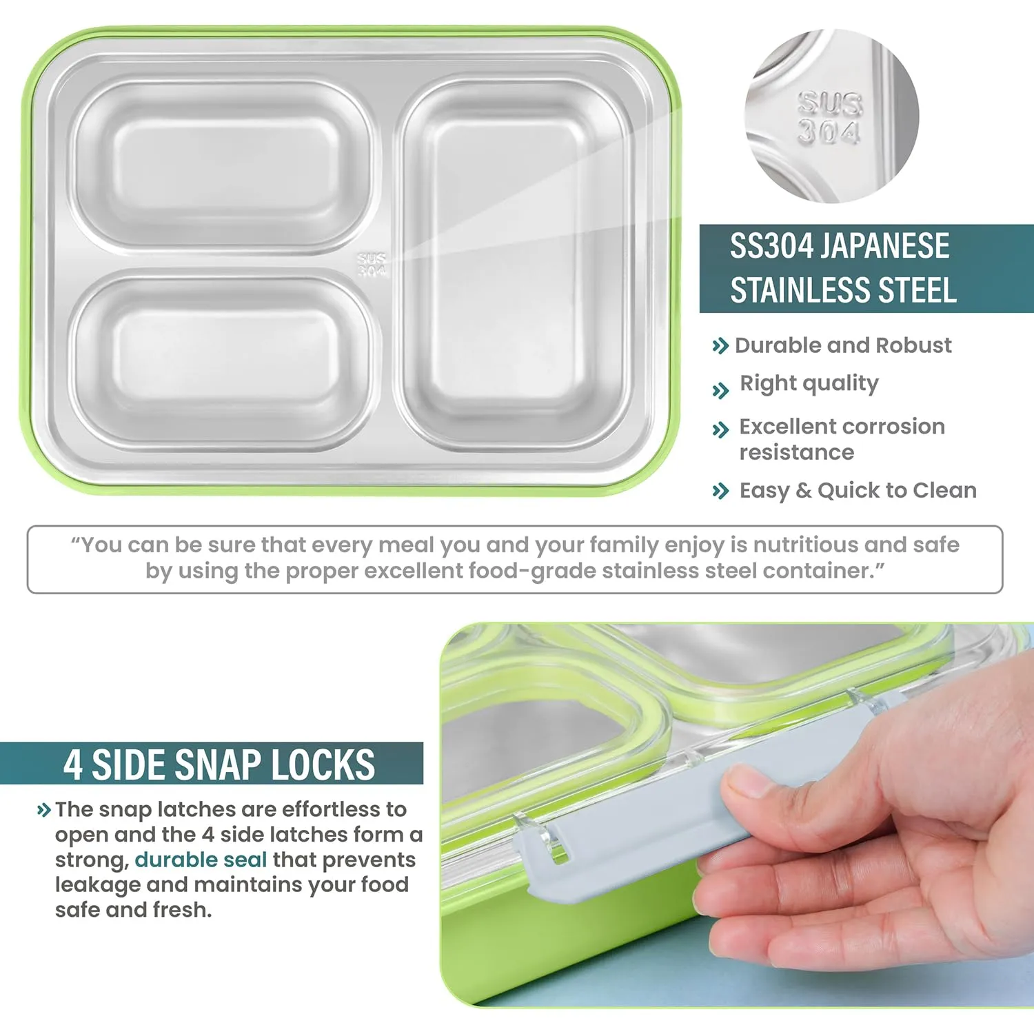 Stylish 3 Compartment Bento Lunch Box