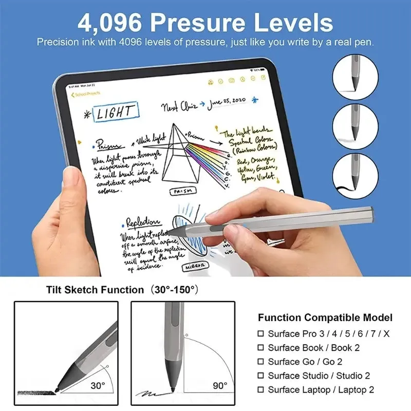 Stylus Pen 4096 Pressure  For Surface Pro 5 6 7 Go Book Laptop