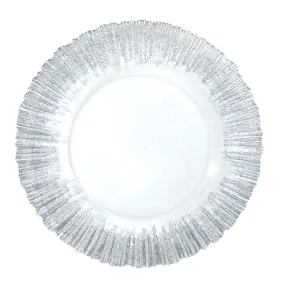 Sunburst Charger Plate, Silver & Clear - Set of 4