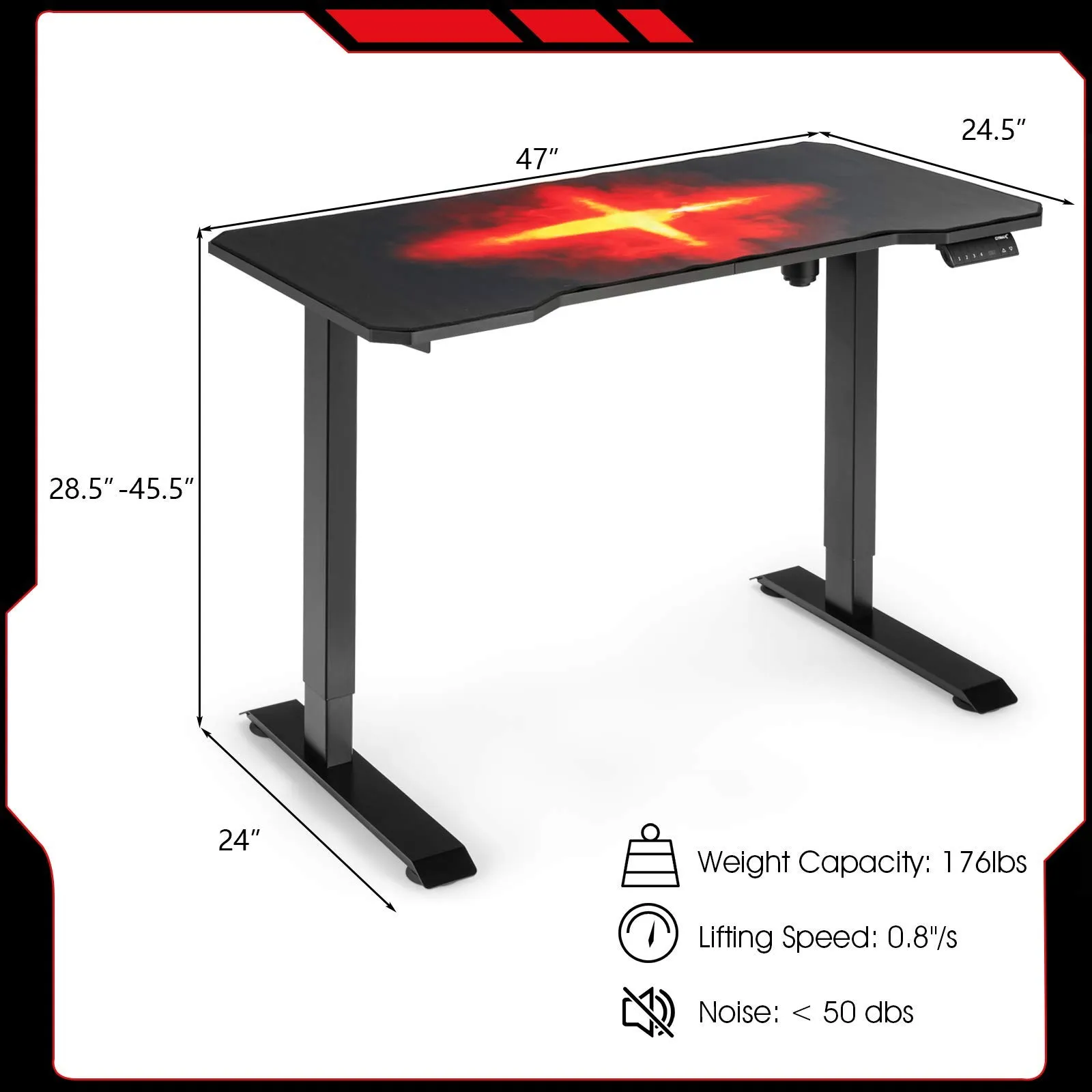 Tangkula Electric Stand up Gaming Desk, Height Adjustable Standing Desk with Programmable Memory & Splice Board