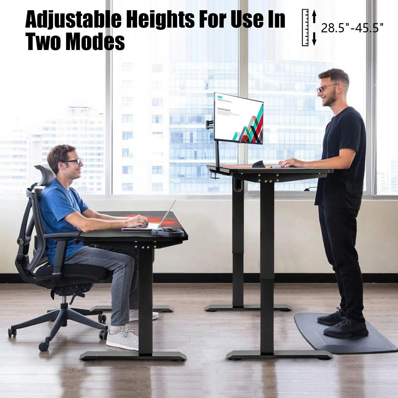 Tangkula Electric Stand up Gaming Desk, Height Adjustable Standing Desk with Programmable Memory & Splice Board