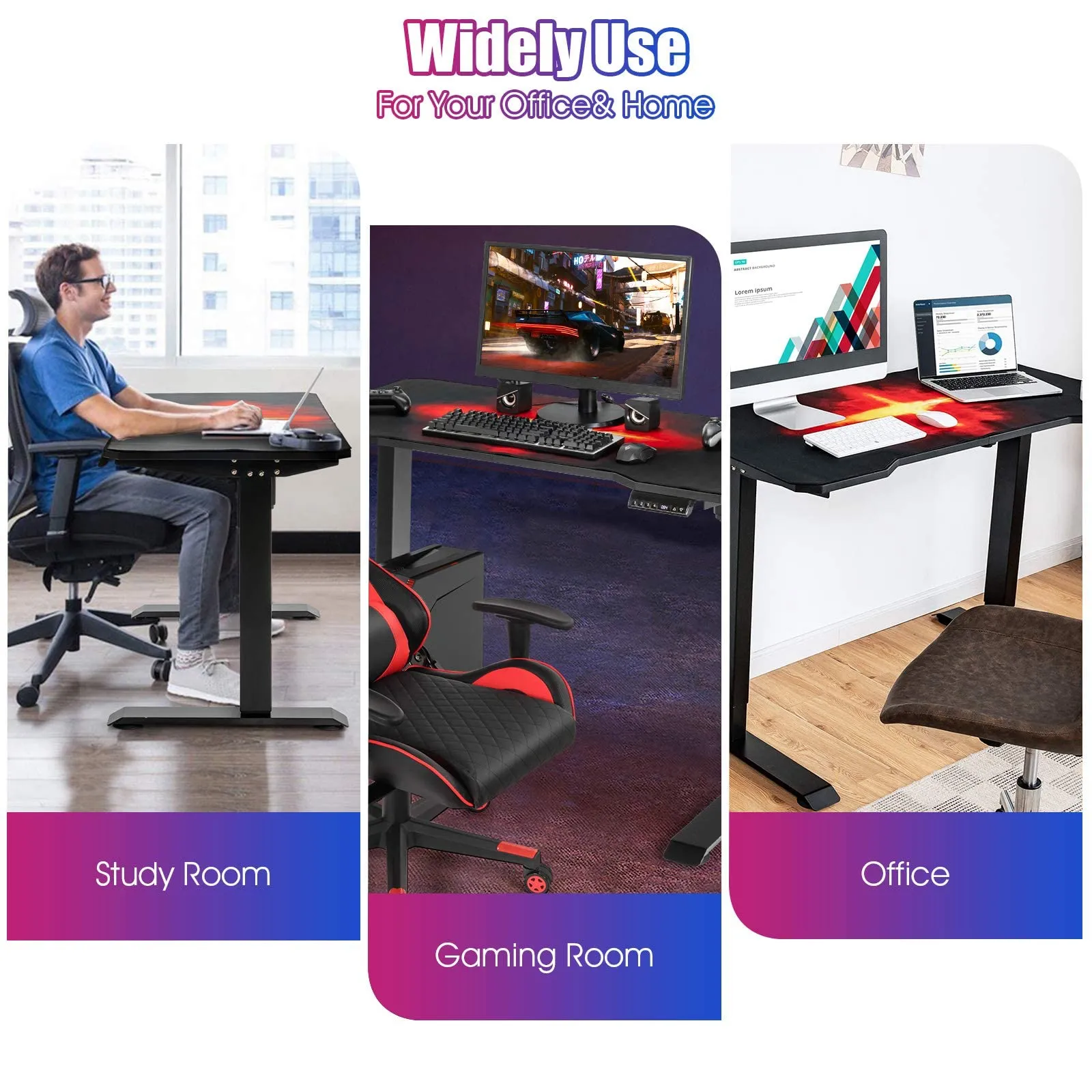 Tangkula Electric Stand up Gaming Desk, Height Adjustable Standing Desk with Programmable Memory & Splice Board