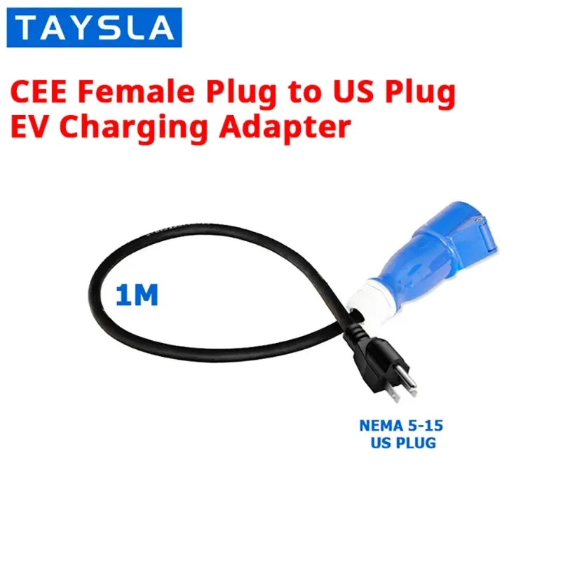 TAYSLA EV Portable Charger Schuko Plug To CEE Blue Power Female Plug Socket Adapter Blue CEE Connector 7KW 32A to 3.5KW 16A