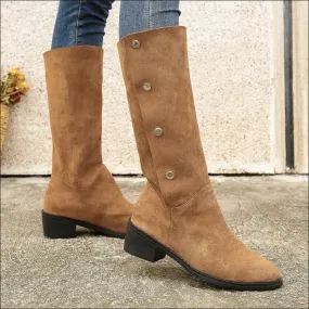 Trendy Unique Mid-calf Faux Suede Boots for Effortless Style