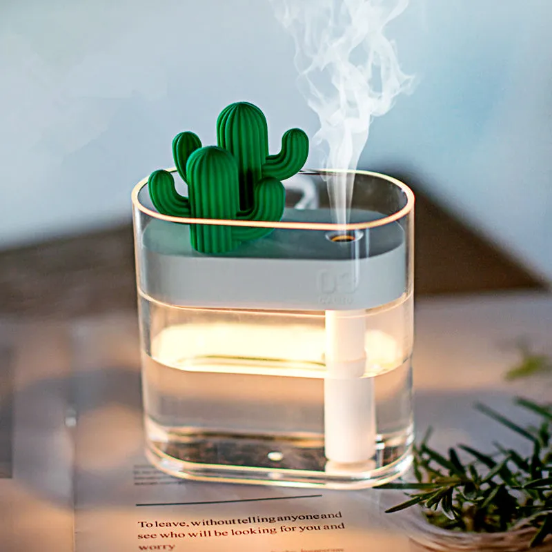 Ultrasonic Air Humidifier Clear Cactus Color Light