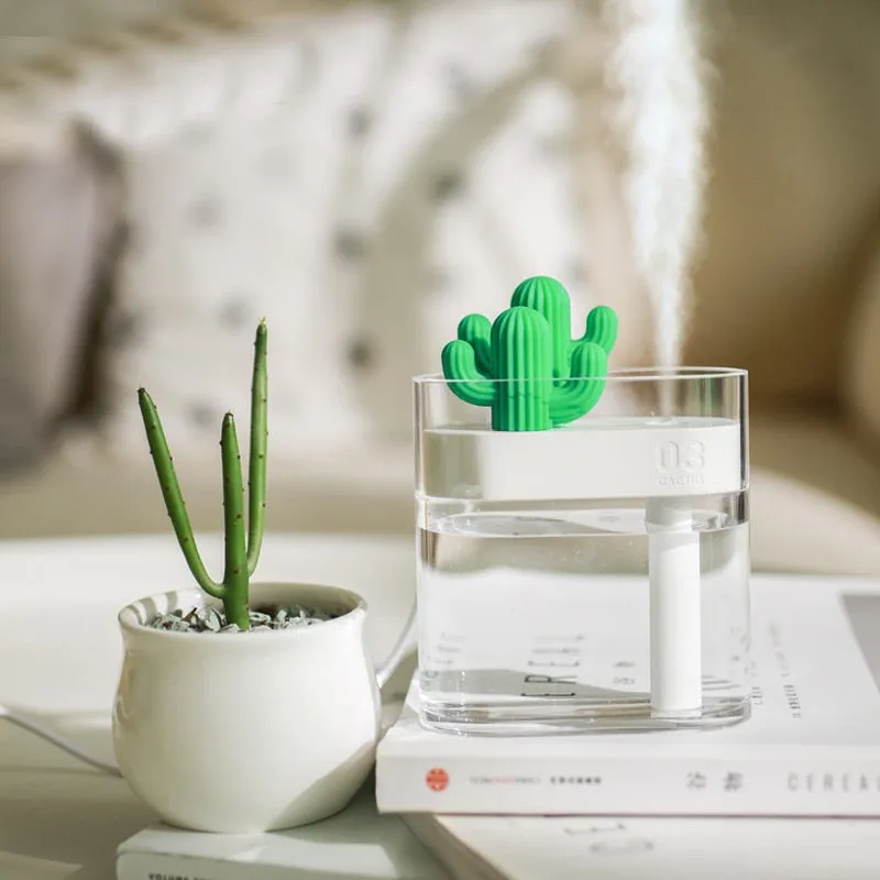 Ultrasonic Air Humidifier Clear Cactus Color Light