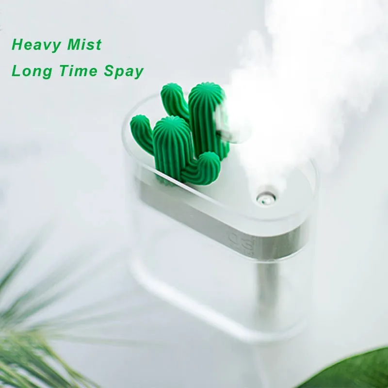 Ultrasonic Air Humidifier Clear Cactus Color Light