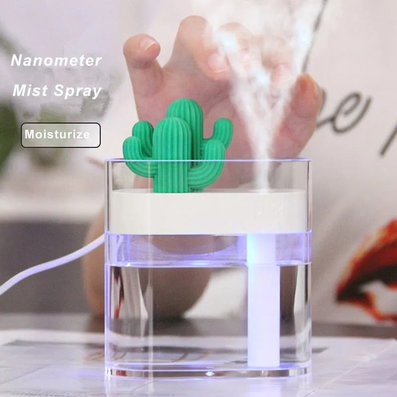 Ultrasonic Air Humidifier Clear Cactus Color Light