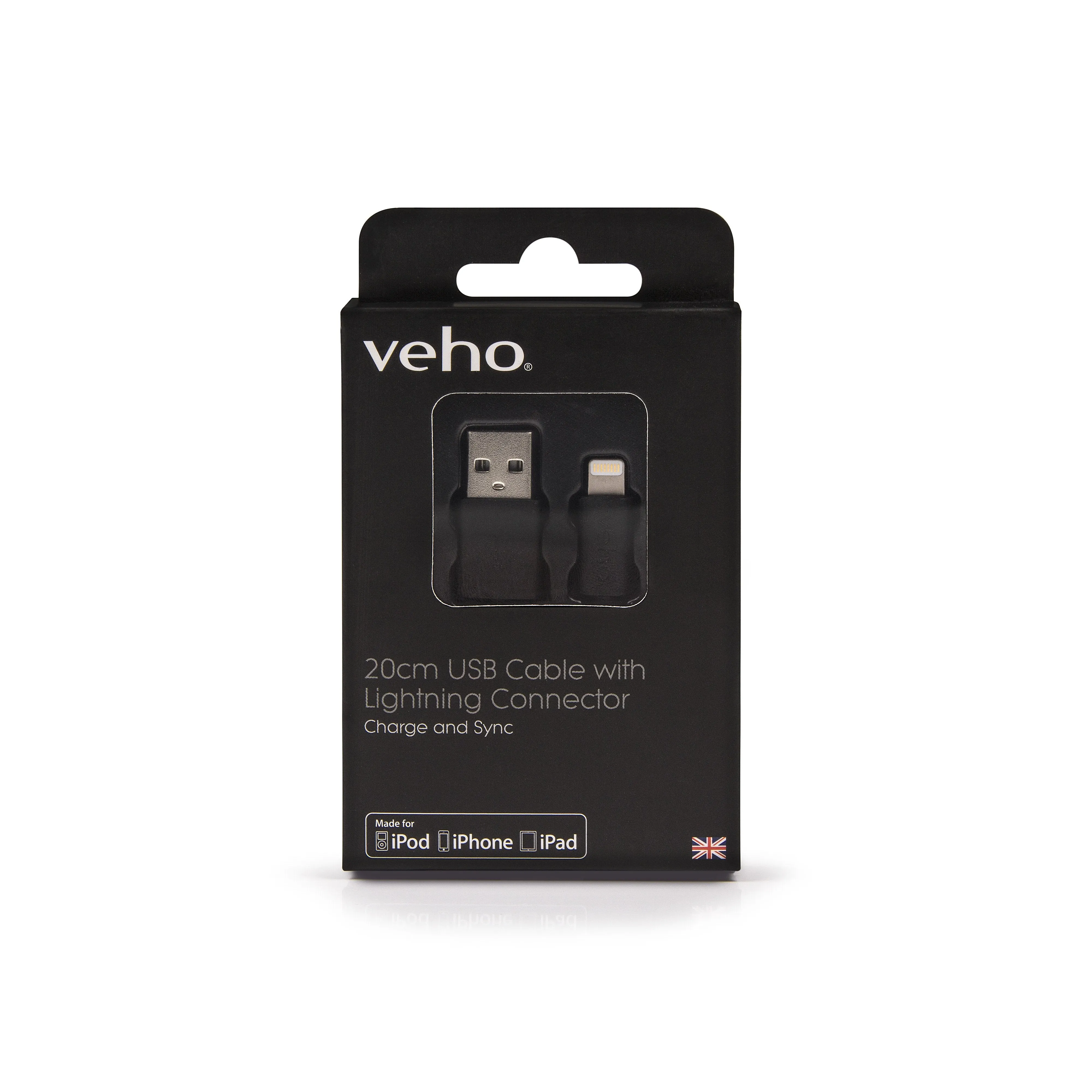 Veho Pebble Certified MFi Lightning To USB Cable | 0.2 Metre/0.7 Feet | Charge and Sync | Data Transfer