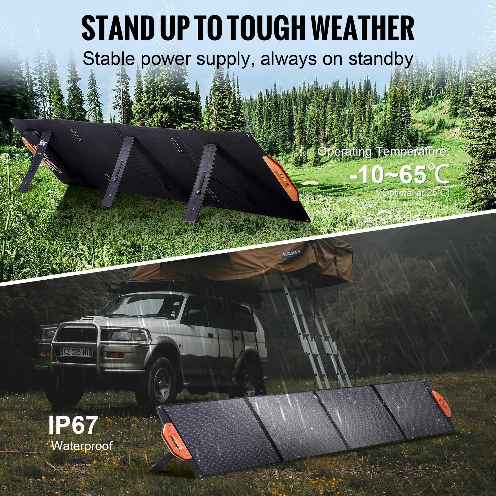 Vevor Portable Solar Panel 200W Monocrystalline Foldable ETFE Solar Charger Kit New