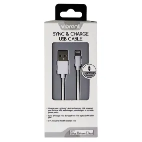 Vibrant (VB-SYLCWH) 3Ft Sync & Charge Cable for iPhones  - White