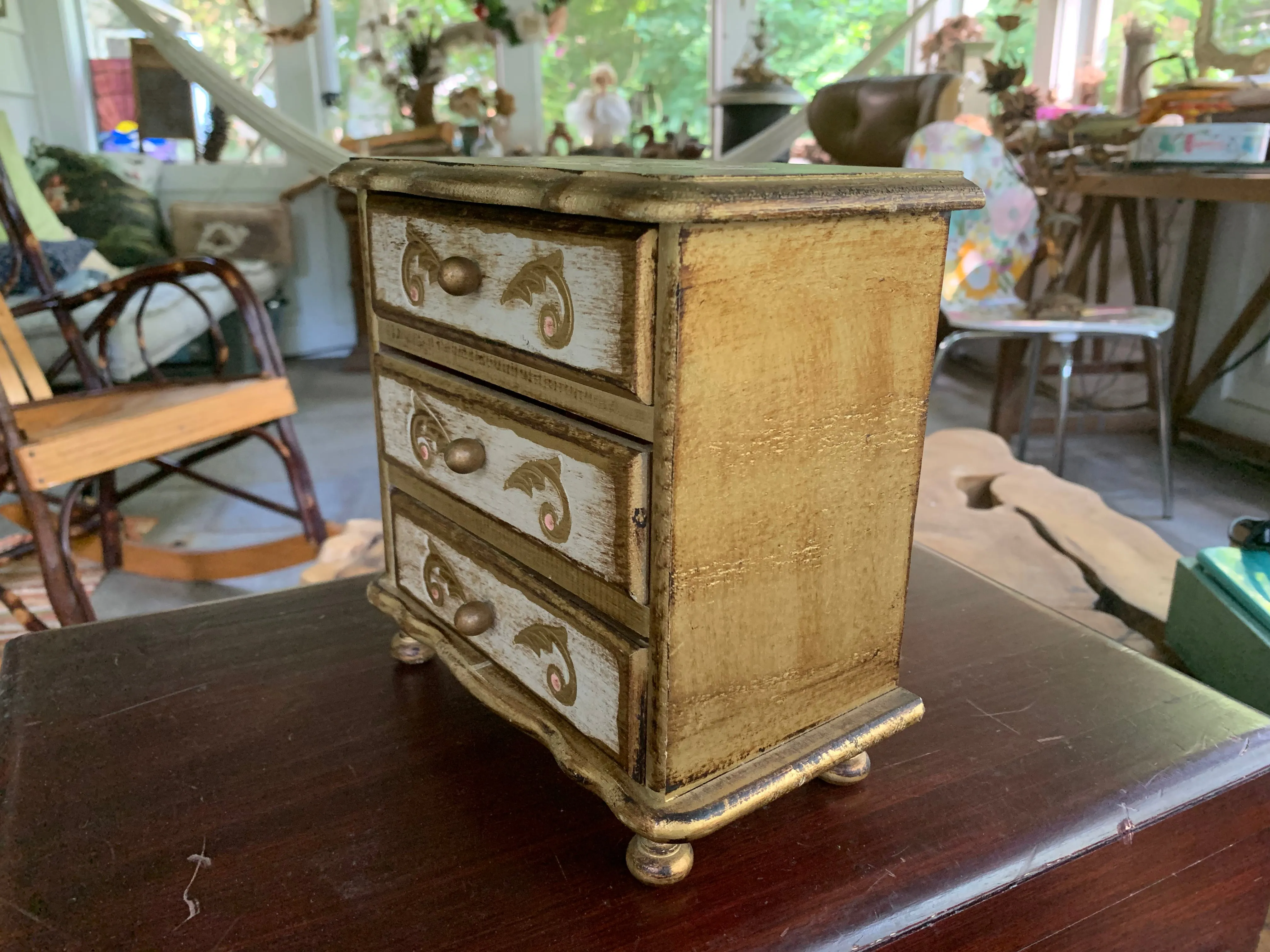 Vintage Florentine Wood Music Jewelry Box