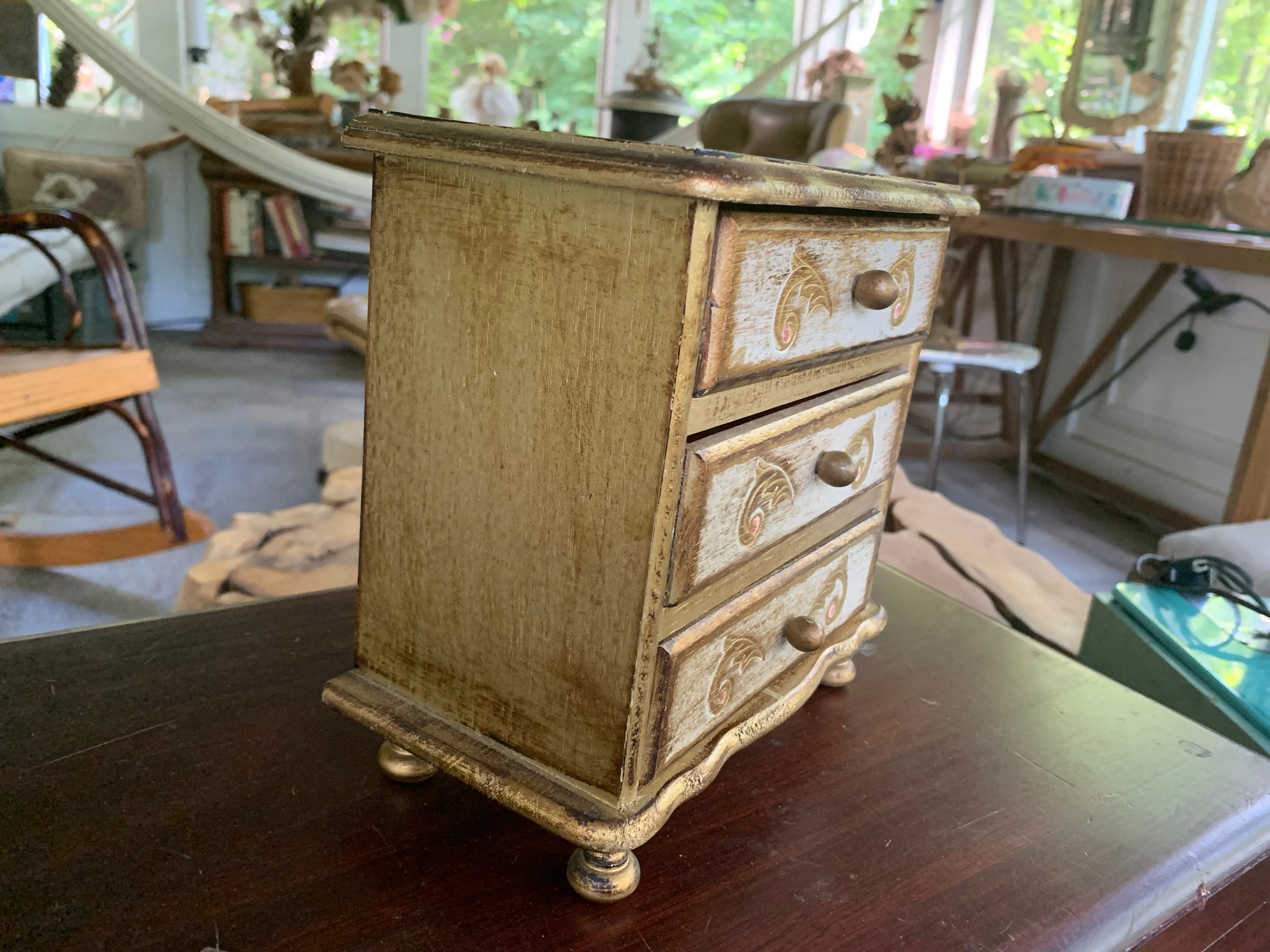 Vintage Florentine Wood Music Jewelry Box