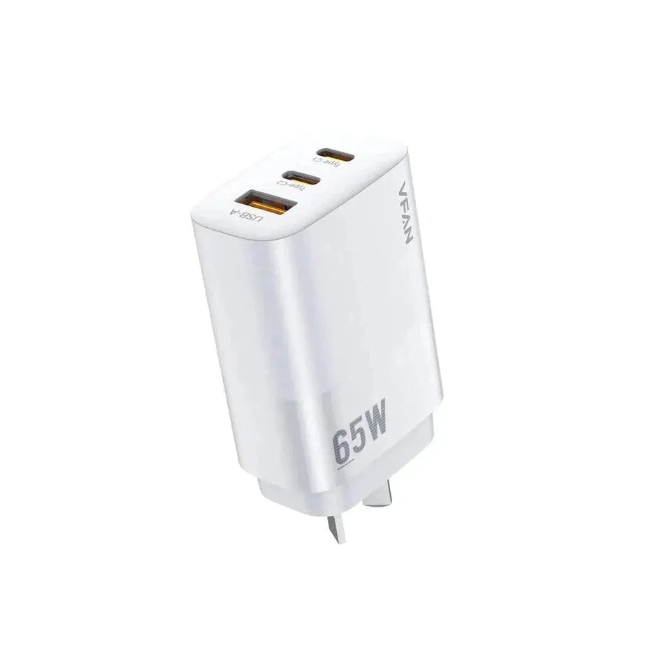 Vipfan 65W 2USB-C & USB-A Dual Ultra Fast Charger adapter