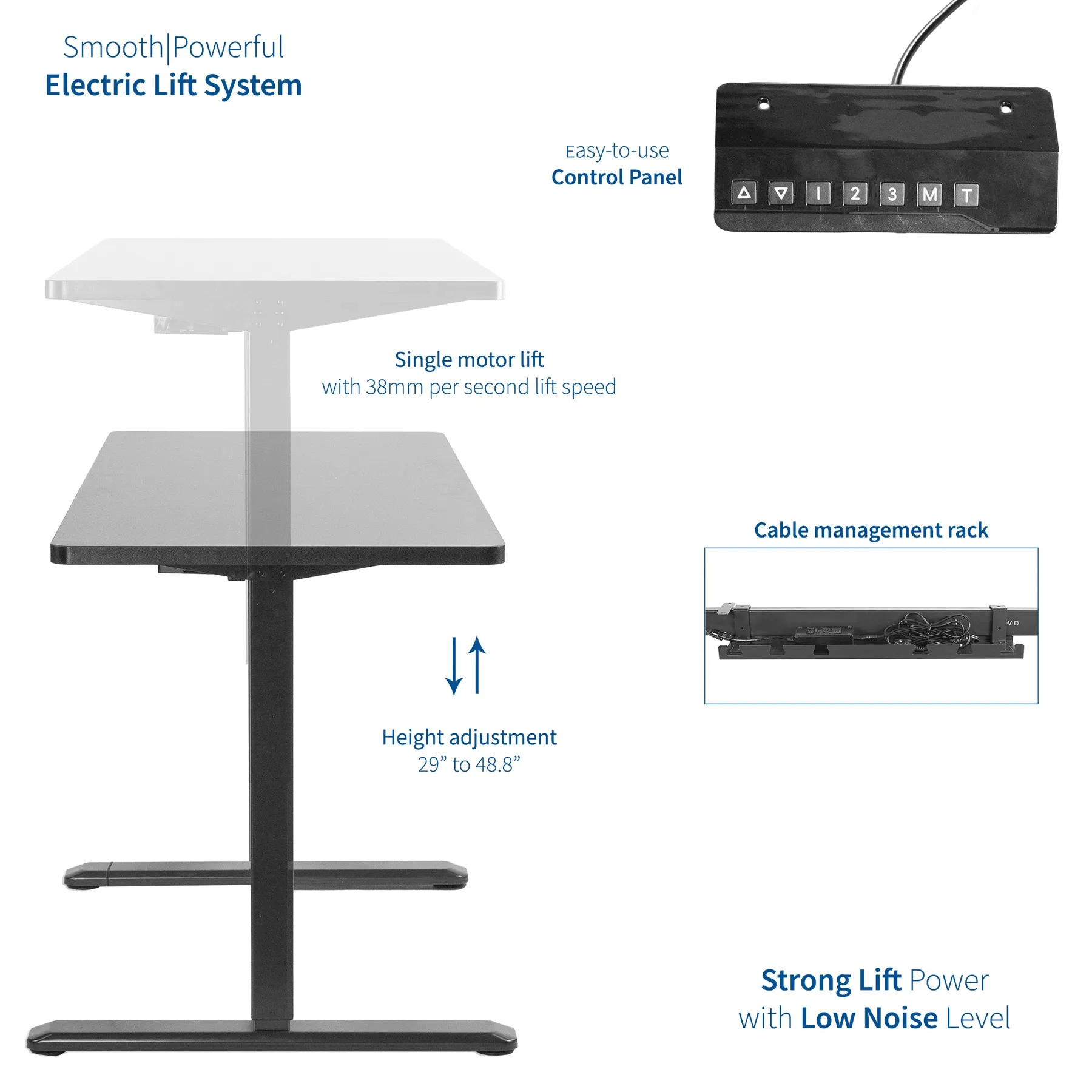 VIVO Electric 60” x 24” Standing Desk DESK-KIT-1B6B  Black TableTop, Black Frame, w/ Memory Pad Control