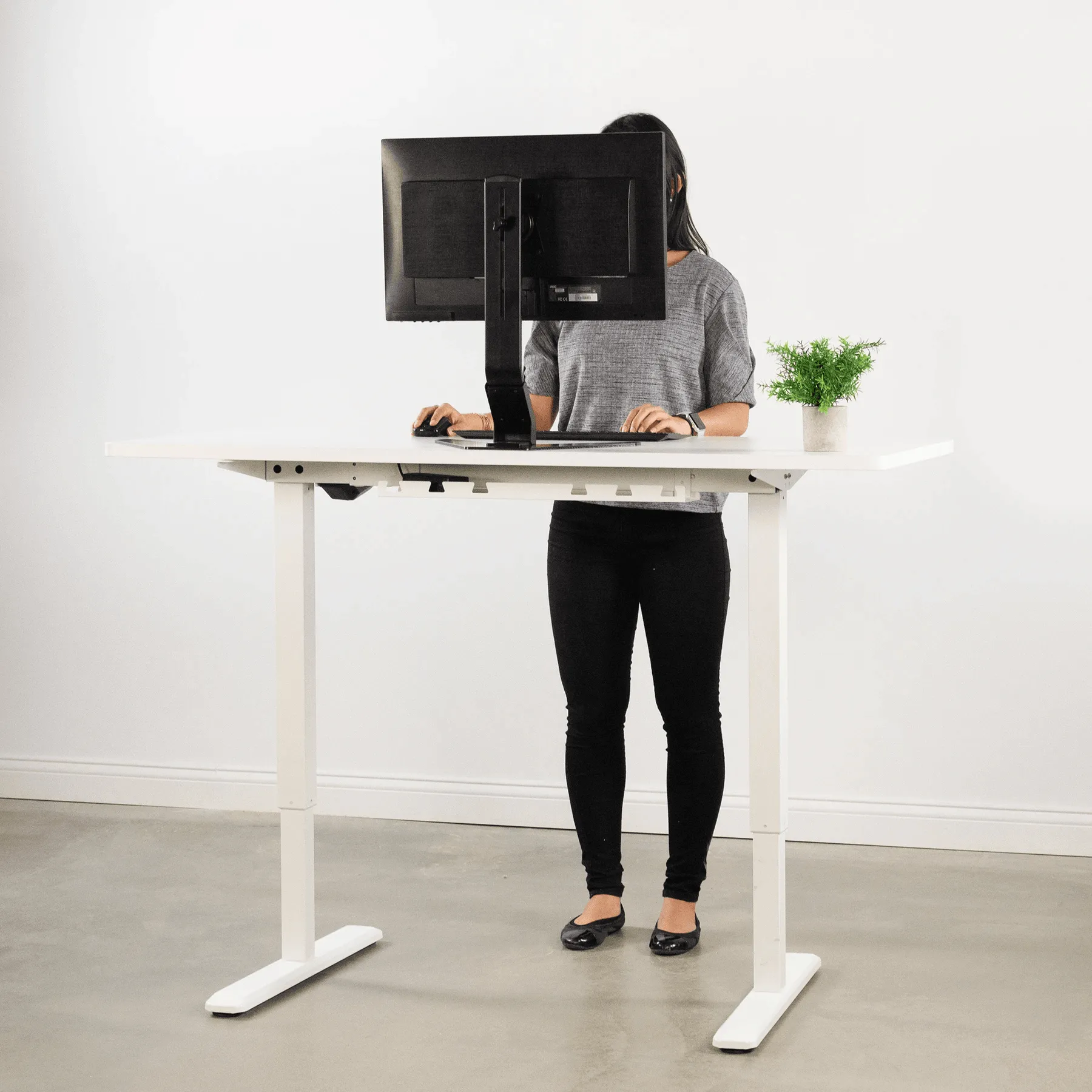 VIVO Electric 60” x 24” Standing  Desk White Top, White Frame w/ Memory Pad, DESK-KIT-1W6W