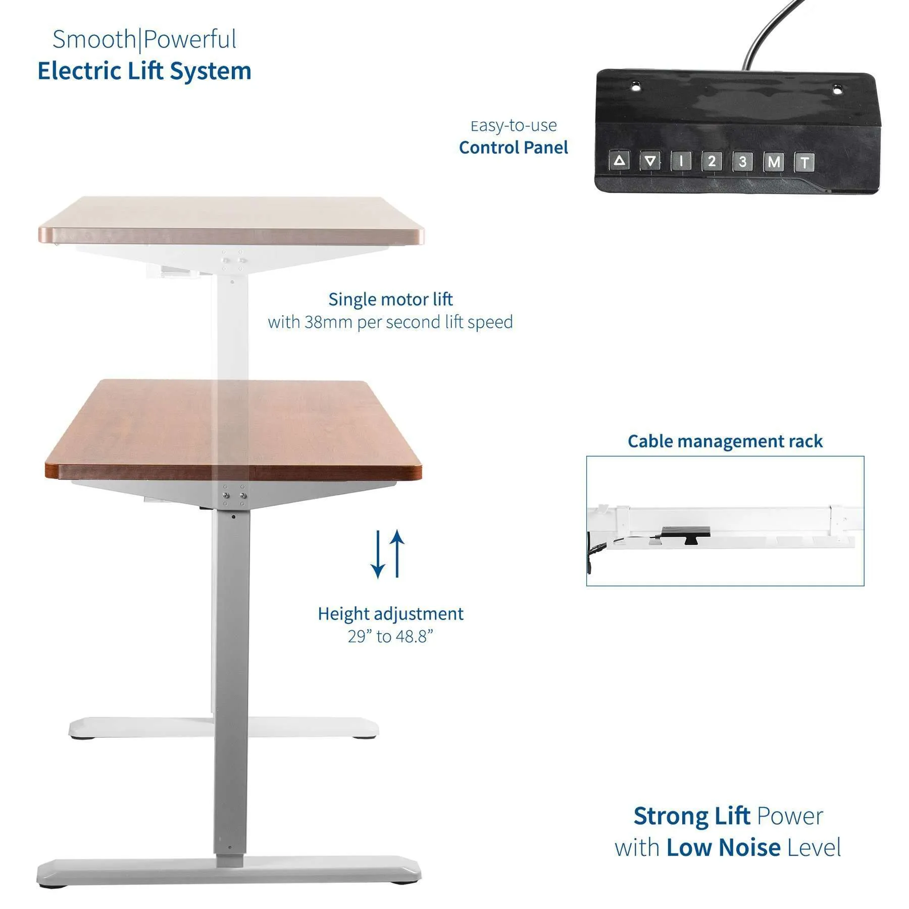 VIVO Electric 60”x24” Standing Desk, Dark Top White Frame w/ Memory Pad, DESK-KIT-1W6D/1W6E