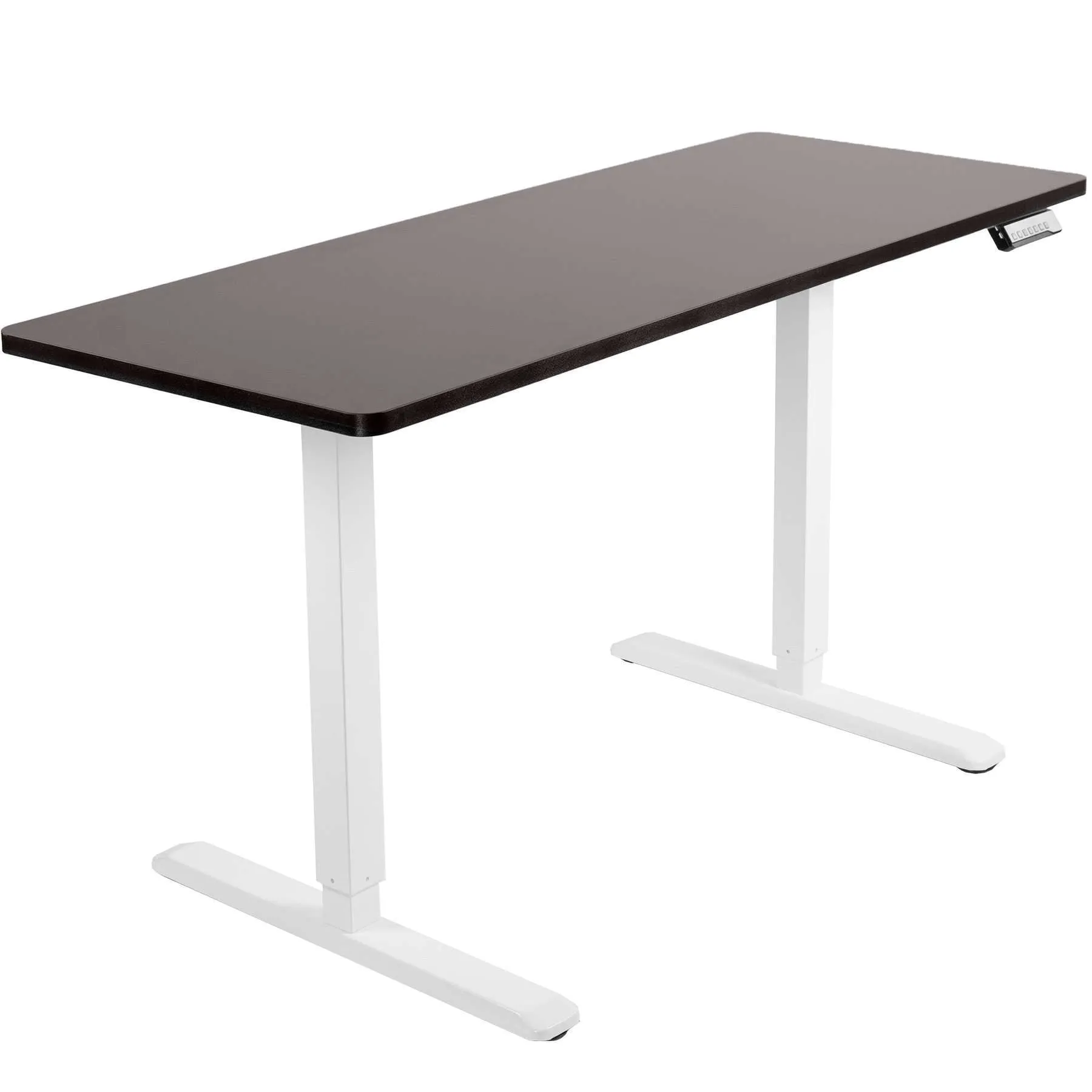 VIVO Electric 60”x24” Standing Desk, Dark Top White Frame w/ Memory Pad, DESK-KIT-1W6D/1W6E