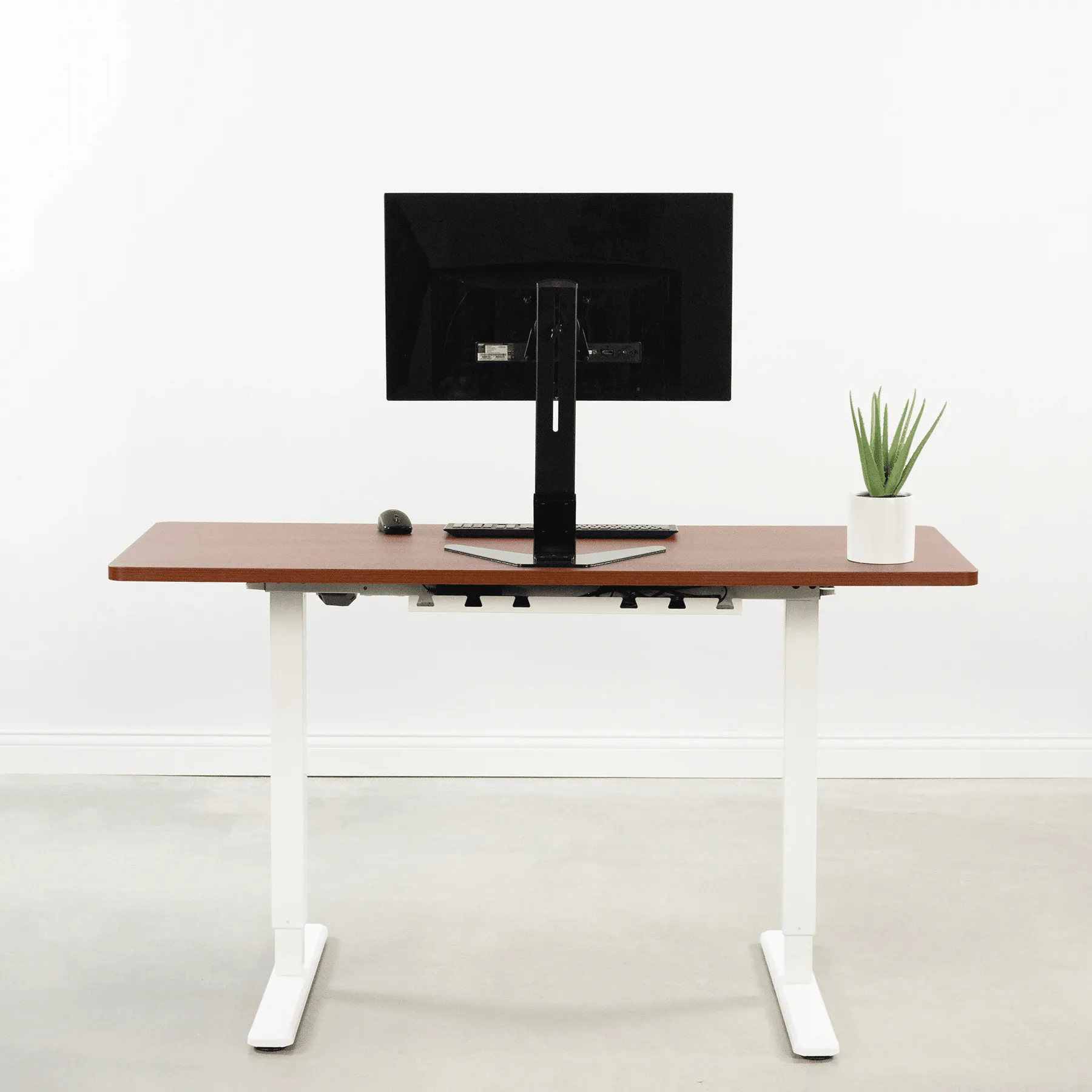 VIVO Electric 60”x24” Standing Desk, Dark Top White Frame w/ Memory Pad, DESK-KIT-1W6D/1W6E