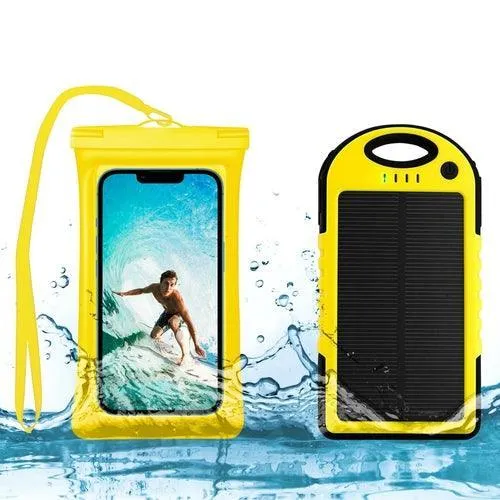 Waterproof Phone Case and 5000 MAH Solar Charger Combo