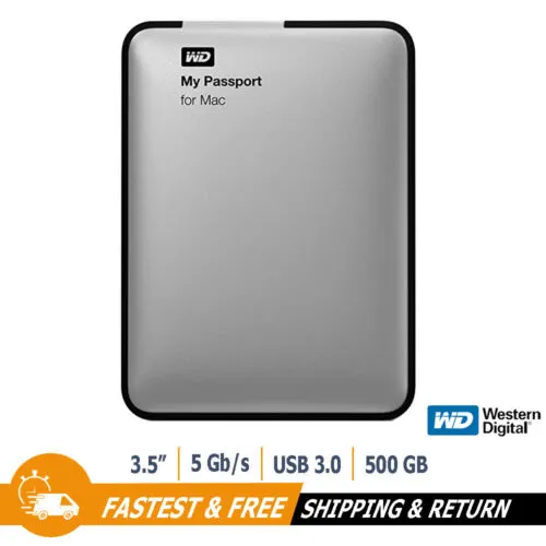 WD My Passport for Mac 500GB Portable External Hard Drive USB 3.0, WDBLUZ5000ASL