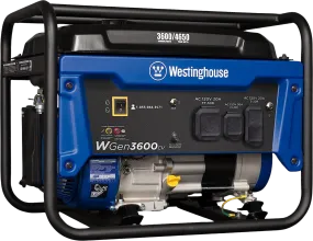 Westinghouse WGen3600c Generator 3600W/4650W 30 Amp Recoil Start Gas with CO Sensor New