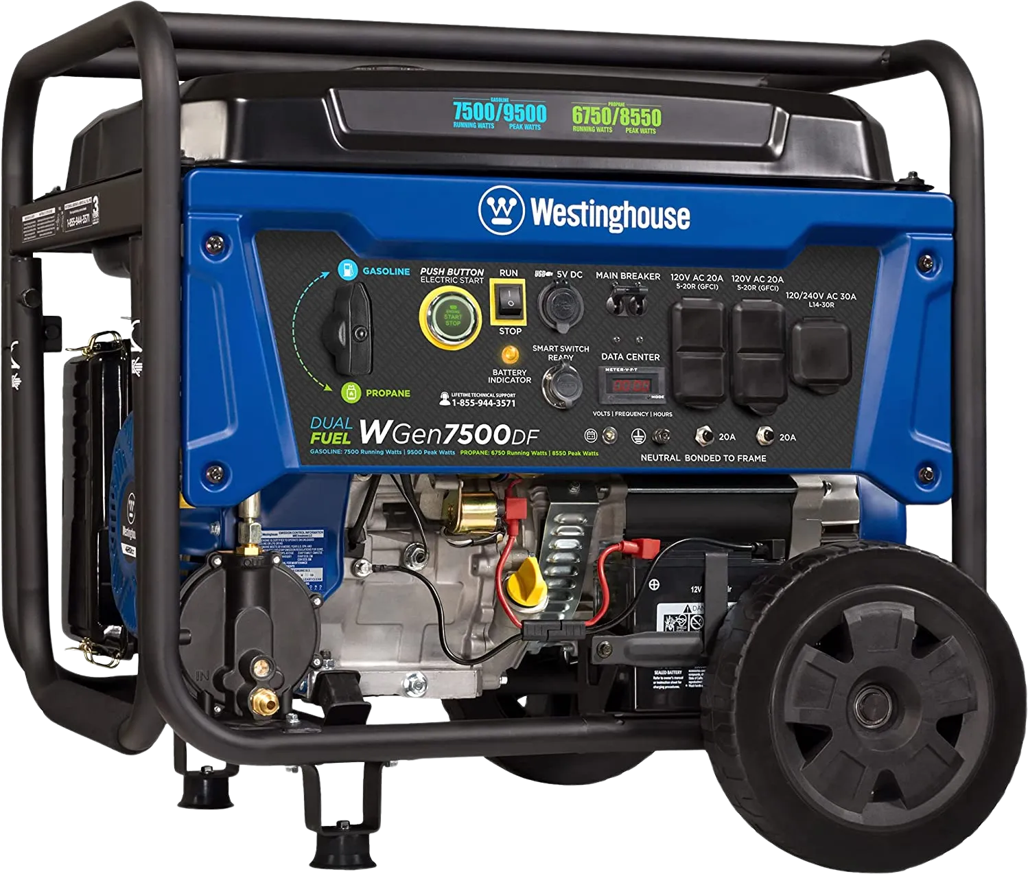 Westinghouse WGen7500DF Generator 7500W/9500W 30 Amp Remote Start Dual Fuel New